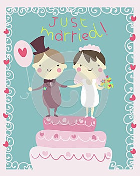 Just married couple cartoon