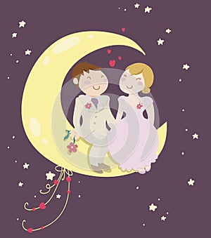 Just married couple on the moon