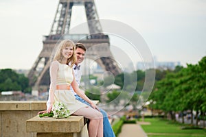 Just married couple near the Eiffel tower