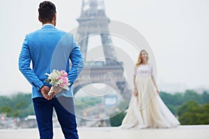 Just married couple in Paris, France