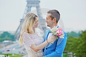 Just married couple in Paris, France