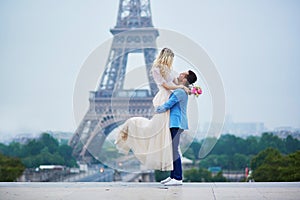 Just married couple in Paris, France