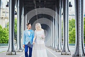 Just married couple in Paris, France