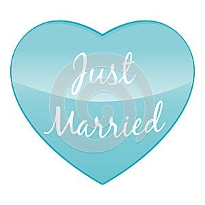 Just married. Green heart. Vector illustration.