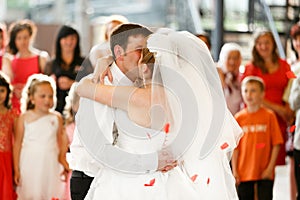 Just married kiss while dancing at the first time