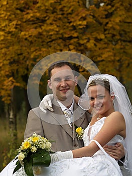 Just Married Portrait in Trees