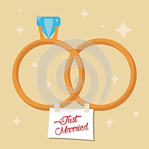 just married rings star background