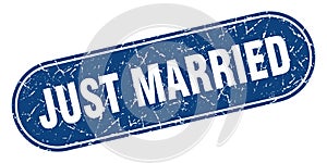just married sign. just married grunge stamp.