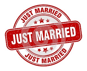 just married stamp. just married round grunge sign.