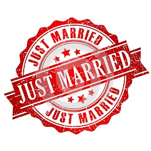 Just married vector stamp photo