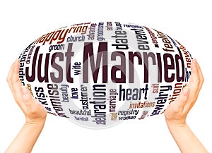 Just Married word cloud hand sphere concept