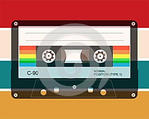 Just Retro Vector Design with 60`s 70`s colour bars and audio cassette tape photo