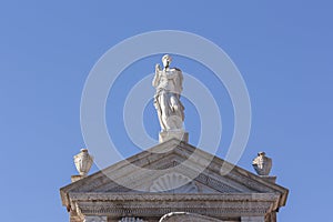 Just Statue present above the tympanum of the military arsenal o