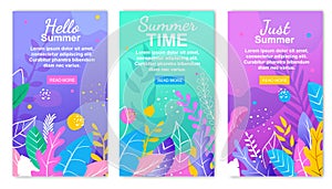 Just Summer. Hello Summer Time Floral Banner Set
