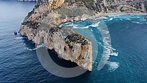 Aerial view of Islet Descubridor in the coast of Alicante, Spain. photo