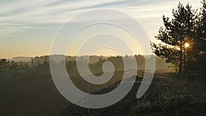 Just after sunrise. Surroundings of the reserve near the city of Tarnowskie GÃ³ry. Poland.