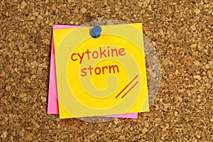Cytokine storm postit on cork photo