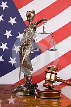 Justice and american flag