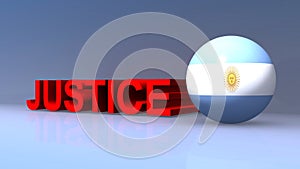 Justice with argentina flag on blue