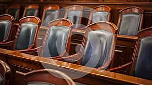 Justice Awaits: The Unoccupied Chairs in the Jury Box of the Courtroom, Generative AI