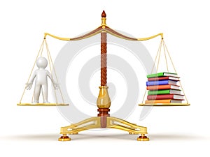 Justice Balance with Books and man (clipping path included)