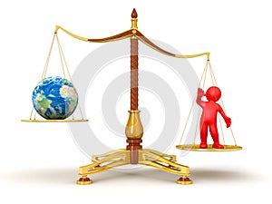 Justice Balance with Globe and man (clipping path included)