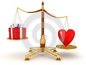 Justice Balance with heart and gift (clipping path included)