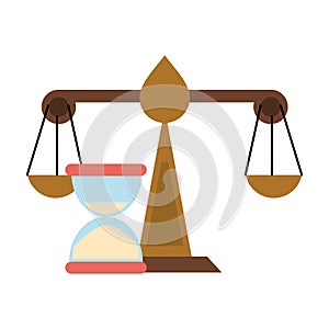 Justice balance and hourglass symbol