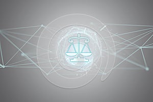 Justice balance icon on a futuristic interface