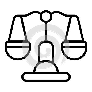 Justice balance icon outline vector. Hand jail