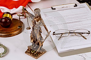 Justice counselor in suit lawyer working on a documents at law firm in office