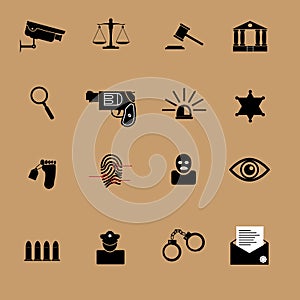 Justice crime and police icons