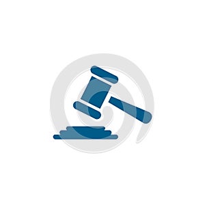 Justice Gavel Blue Icon On White Background. Blue Flat Style Vector Illustration