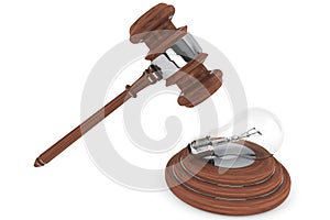 Justice Gavel with Lamp Bulb