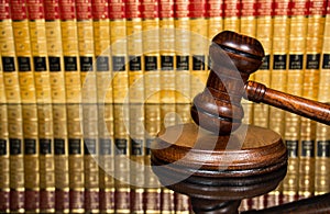 Justice Gavel with law books photo