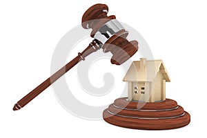Justice Gavel with wooden House