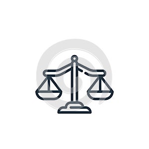 justice icon vector from law and justice concept. Thin line illustration of justice editable stroke. justice linear sign for use