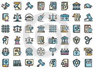 Justice icons set vector flat