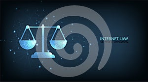 Justice and Internet law concept.