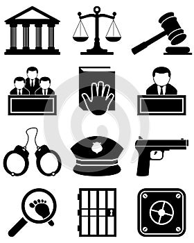 Justice Law Black & White Icons