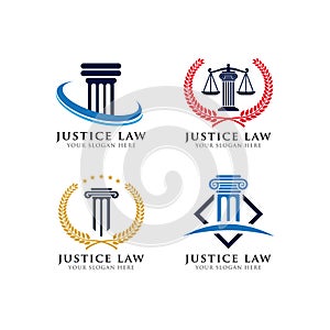 Justice law emblem logo design template. attorney logo design vector icon. photo