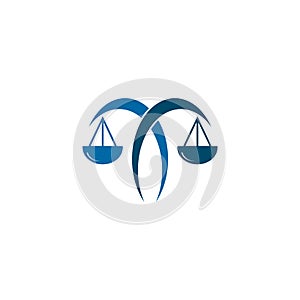 Justice law icon logo design with using scale illustration