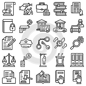 justice and Law Isolated Vector Icons set every single icon can easily modify or edit