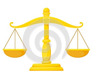 Justice libra in cartoon flat style. Balanza de la justicia Themis. Law balance symbol. Vector illustration. photo