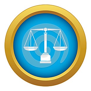 Justice scale icon blue vector isolated
