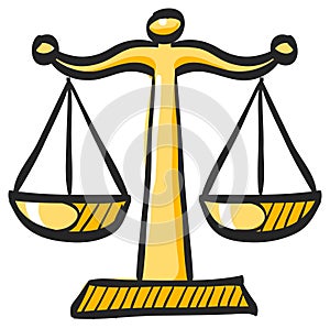 Justice scale icon in color drawing