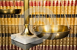 Justice scale with law books