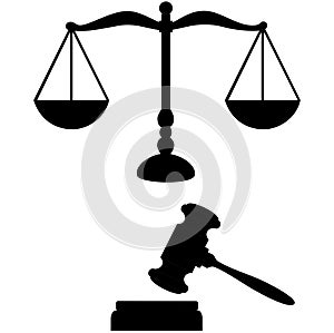 Justice scales and gavel