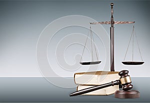 Justice Scales, gavel and books