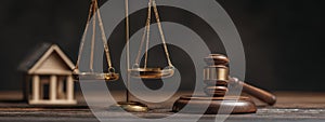 Justice Scales, Gavel, and House Model: Real Estate and Legal Issues